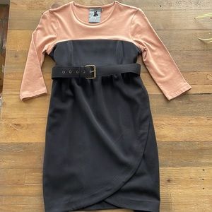 Peach and black tulip dress